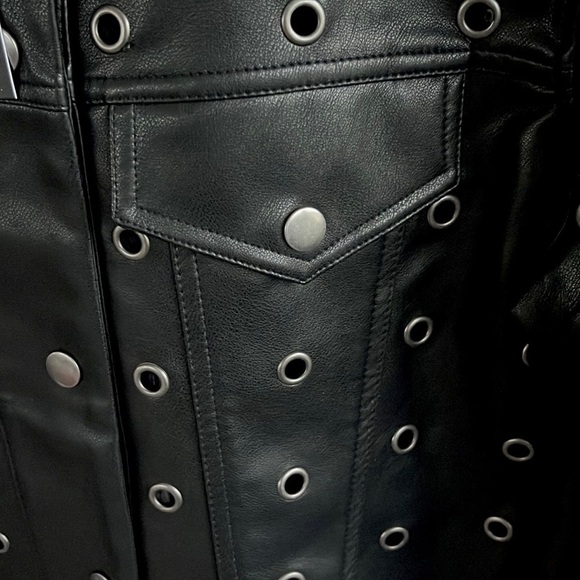 NWT Steve Madden Gabana Faux Leather Grommet Jacket Oversized XS - Picture 9 of 14